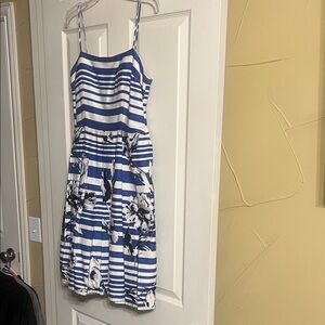 Jessica Howard Blue and White Striped Floral Dress